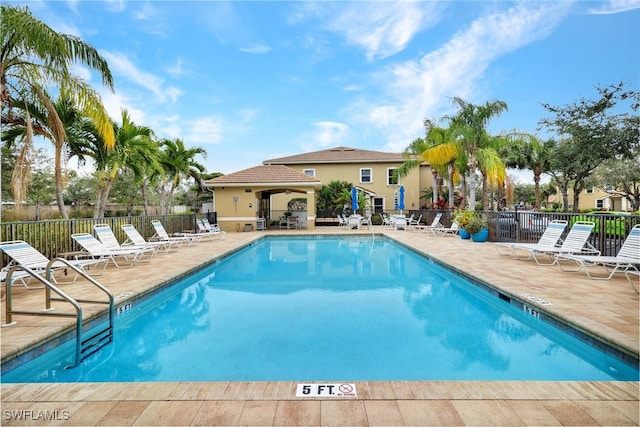 view of pool featuring a patio area