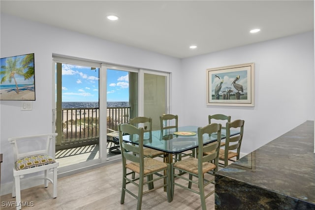 dining space with light hardwood / wood-style flooring