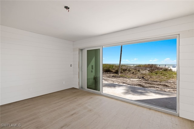 unfurnished room with light hardwood / wood-style flooring