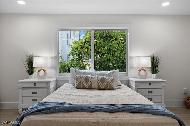 342 Harbour Dr, Naples, FL 34103 - bedroom with baseboards, recessed lighting, and wood finished floors