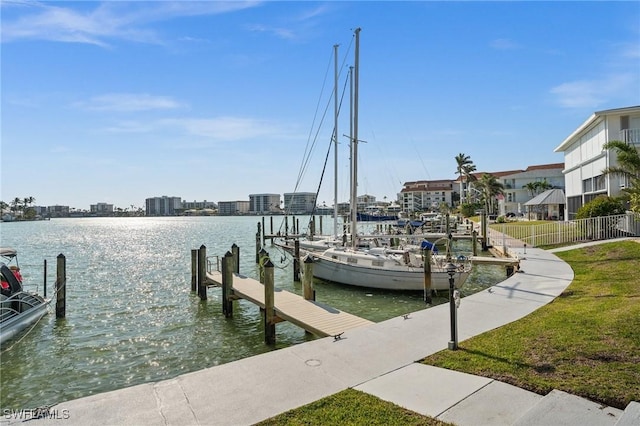 view of dock featuring a water view