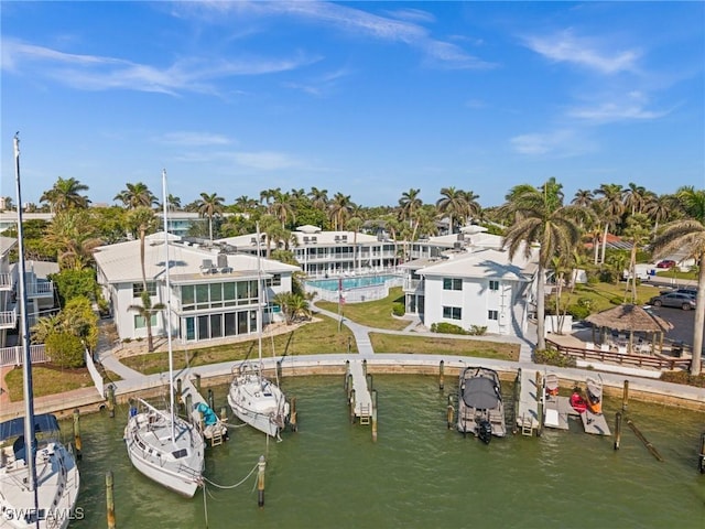 dock area featuring a water view