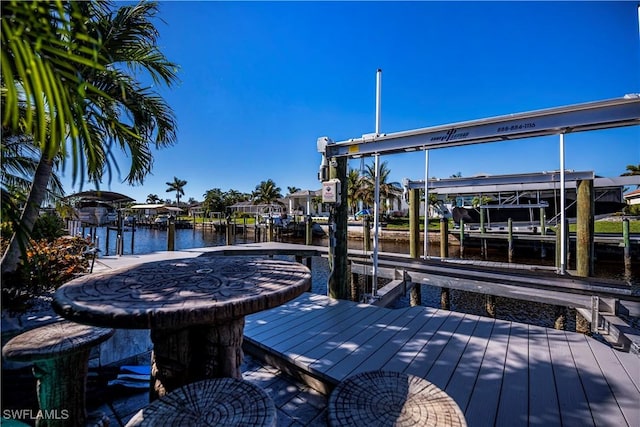 dock area with a water view