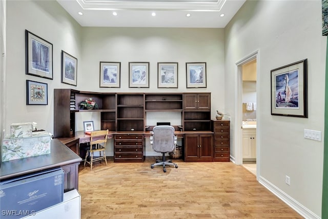 office featuring light hardwood / wood-style floors