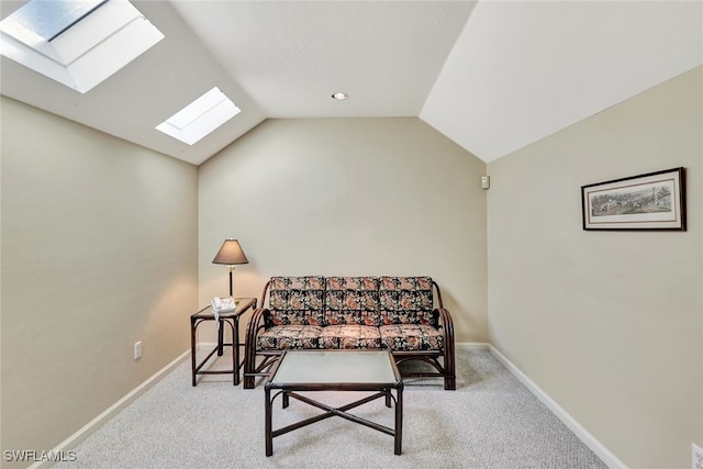4200 Sanctuary Way, Bonita Springs, FL 34134 - sitting room with a skylight, lofted ceiling, and carpet flooring