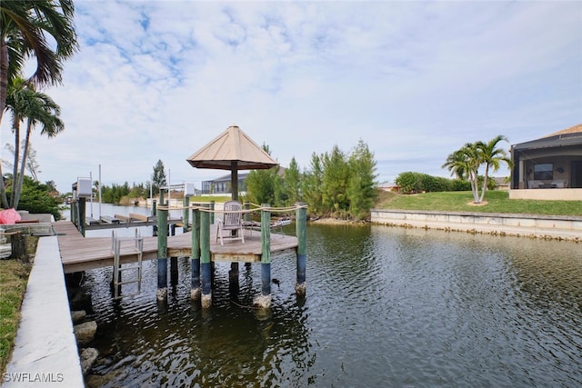 view of dock featuring a water view