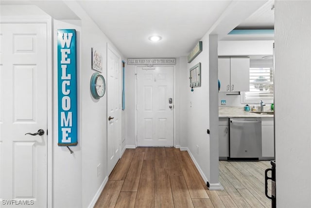 hallway with sink