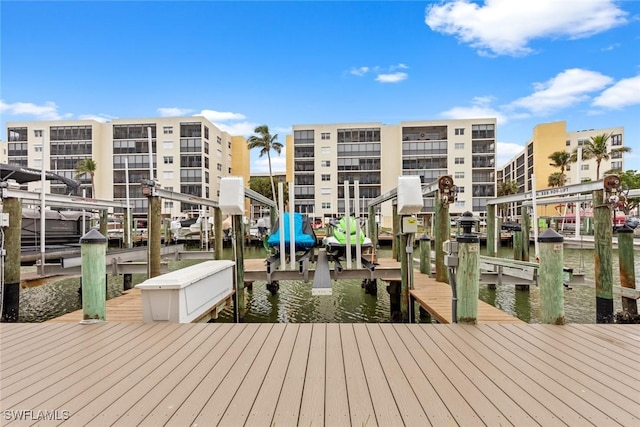 dock area featuring a water view