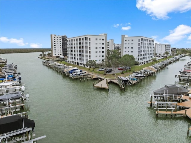 property view of water featuring a dock