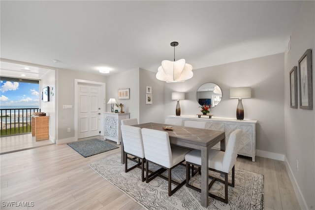 dining space featuring light hardwood / wood-style flooring