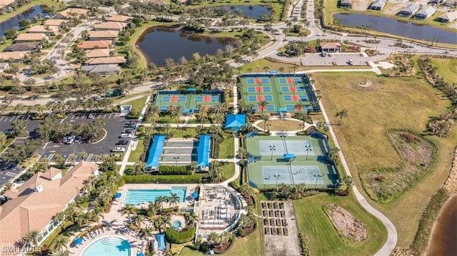 bird's eye view featuring a water view