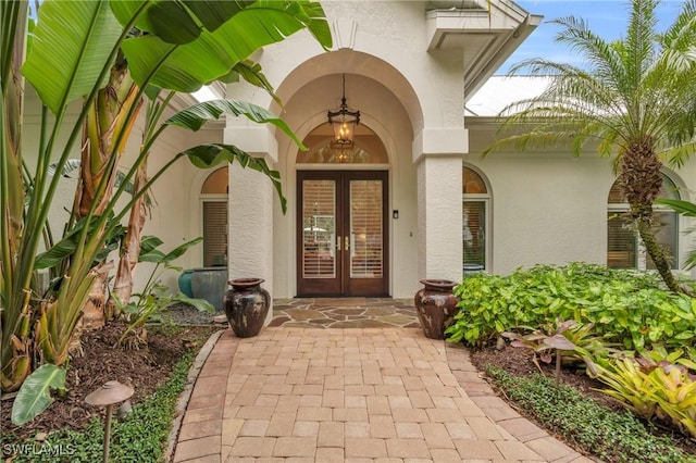 view of exterior entry with french doors