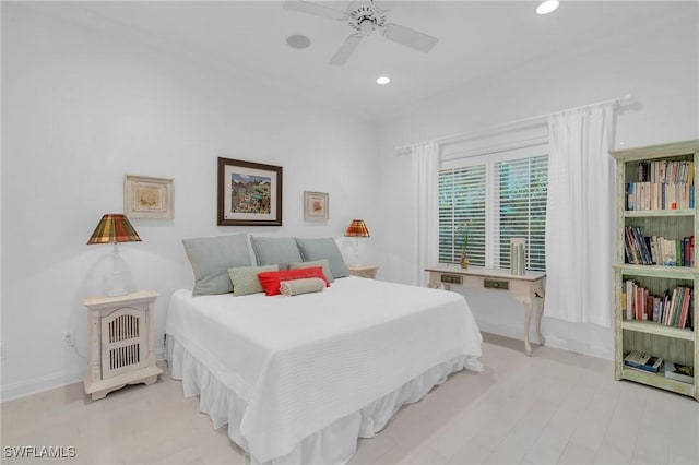 bedroom featuring ceiling fan