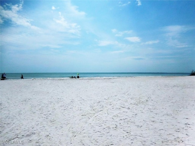 property view of water featuring a beach view