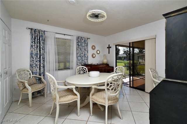 dining room with light tile patterned floors