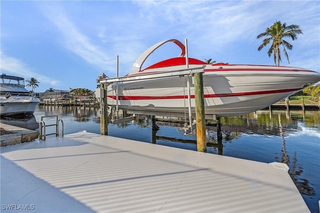 view of dock featuring a water view