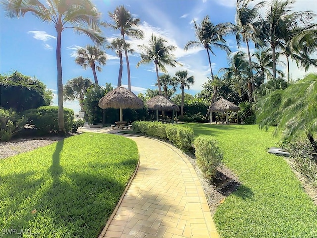 view of home's community featuring a gazebo and a lawn