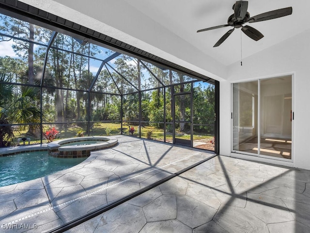 unfurnished sunroom with vaulted ceiling