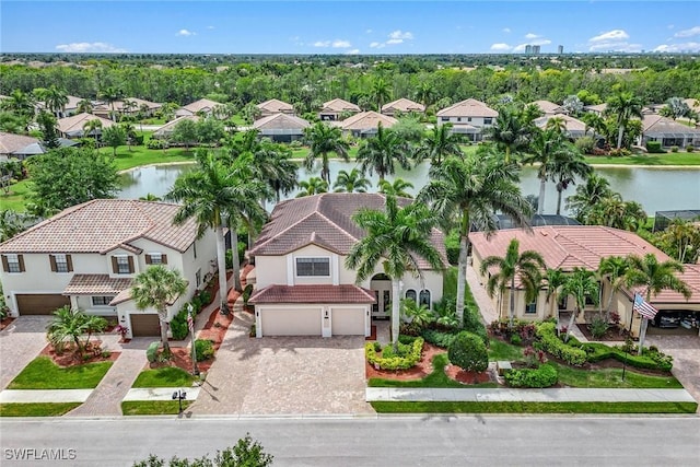 bird's eye view featuring a water view