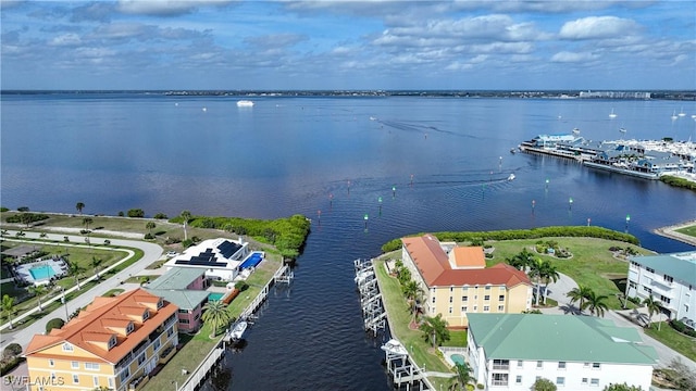 bird's eye view featuring a water view