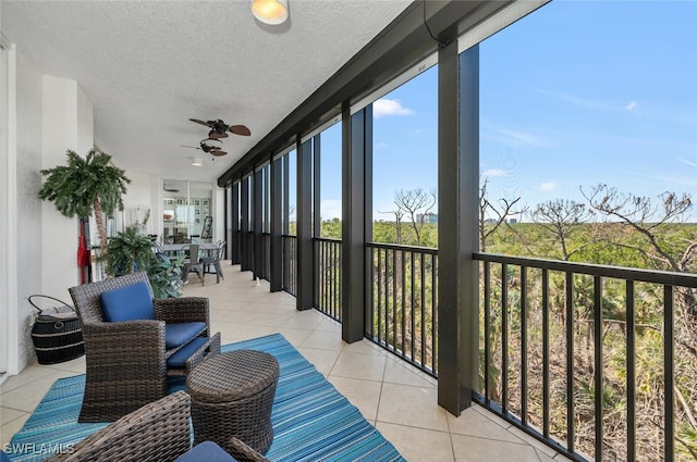 balcony with ceiling fan