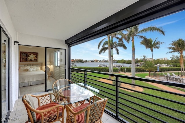 balcony with a water view