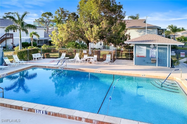 view of pool featuring a patio area