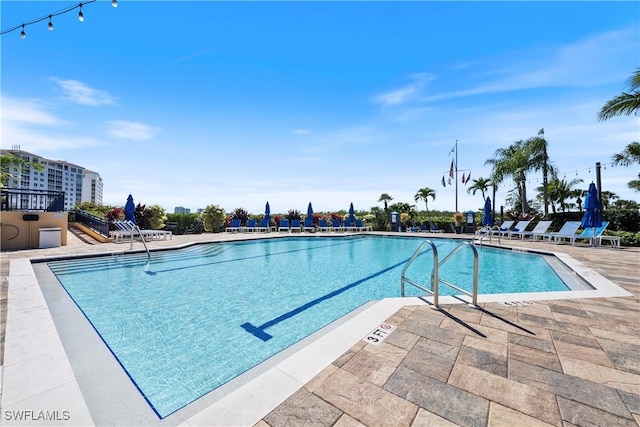 view of pool featuring a patio area