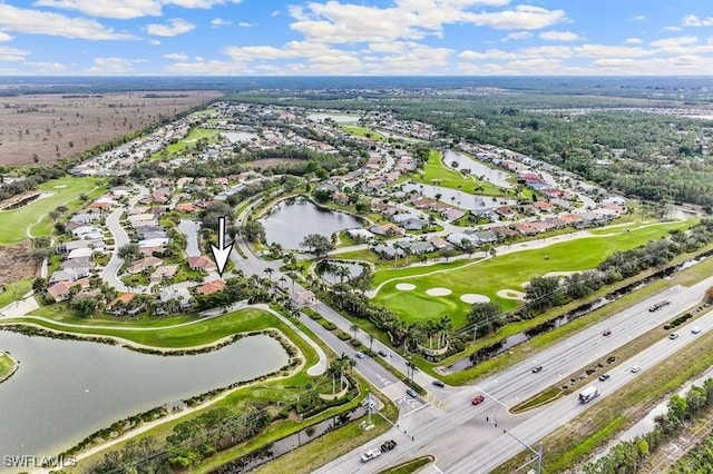 bird's eye view featuring a water view