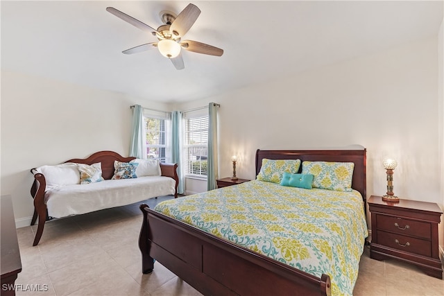 bedroom featuring ceiling fan