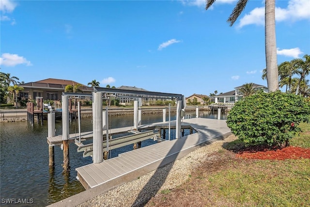 view of dock featuring a water view