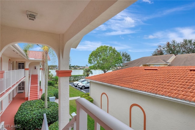 balcony with a water view