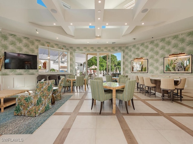 dining room with light tile patterned flooring