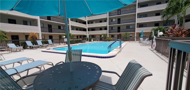 view of swimming pool with a patio