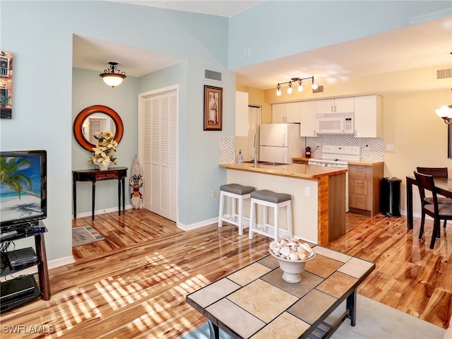 living room with light wood-type flooring