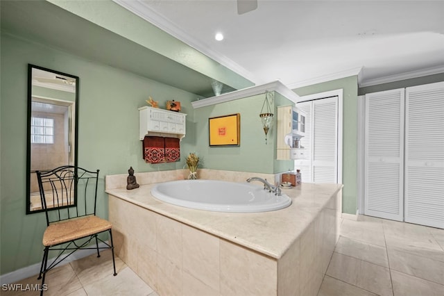 bathroom featuring tile patterned floors and ornamental molding