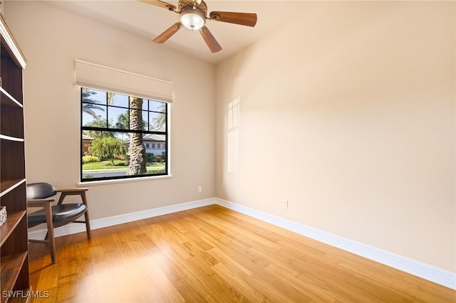 9284 Trieste Dr, Fort Myers, FL 33913 - sitting room featuring baseboards, ceiling fan, and light wood-type flooring