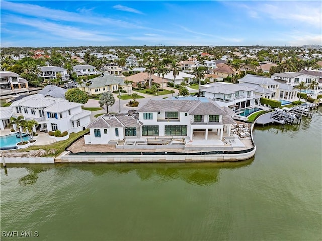 bird's eye view featuring a water view