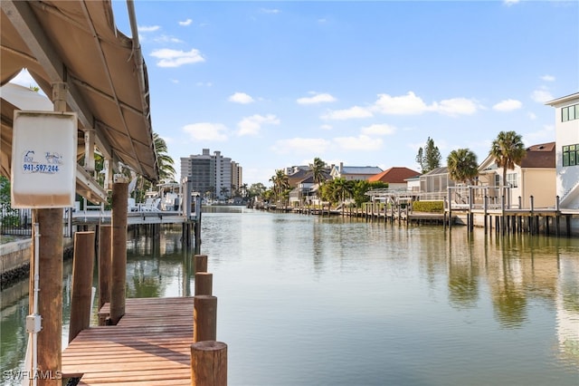 view of dock featuring a water view