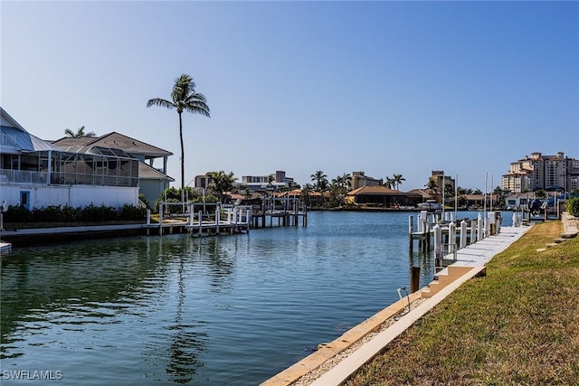 dock area featuring a water view