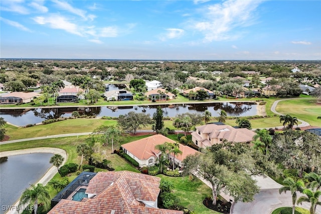 bird's eye view featuring a water view