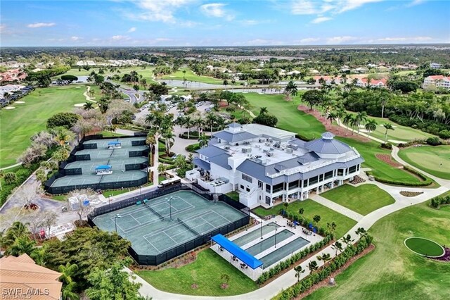 birds eye view of property featuring view of golf course