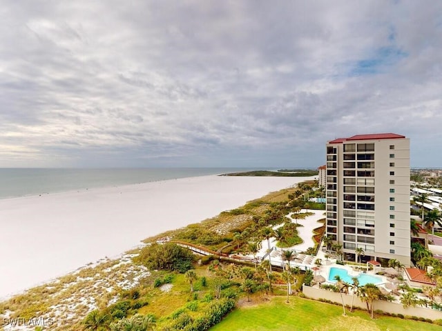 property view of water with a beach view