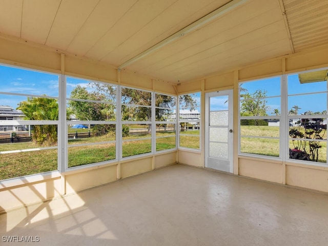 view of unfurnished sunroom