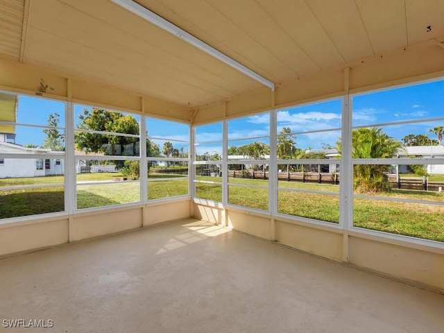 view of unfurnished sunroom