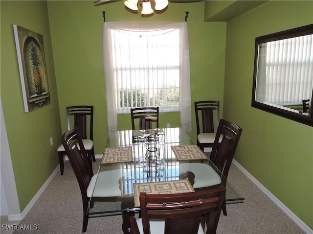 view of carpeted dining room