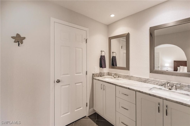 bathroom featuring vanity and tile patterned floors