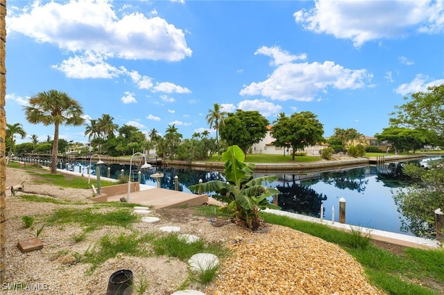 water view with a boat dock