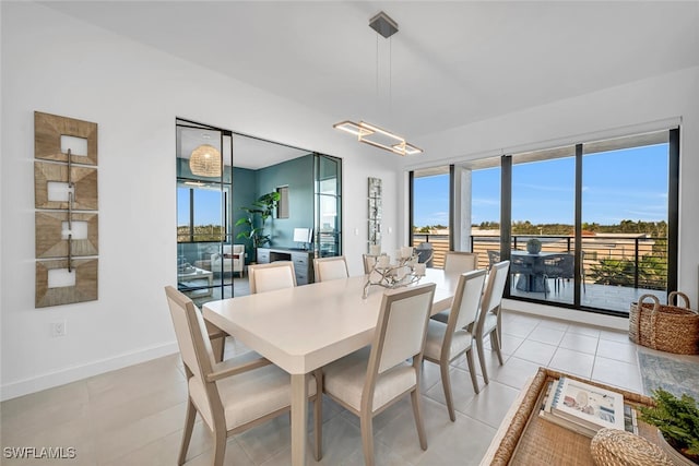 dining room with light tile patterned floors