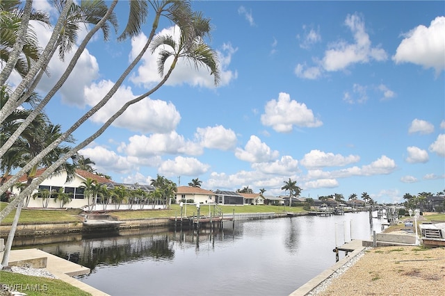 property view of water with a boat dock